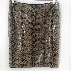 Eccoci Leather Snake Print Pencil Skirt Knee Length 4 Python Animal Lux Classy